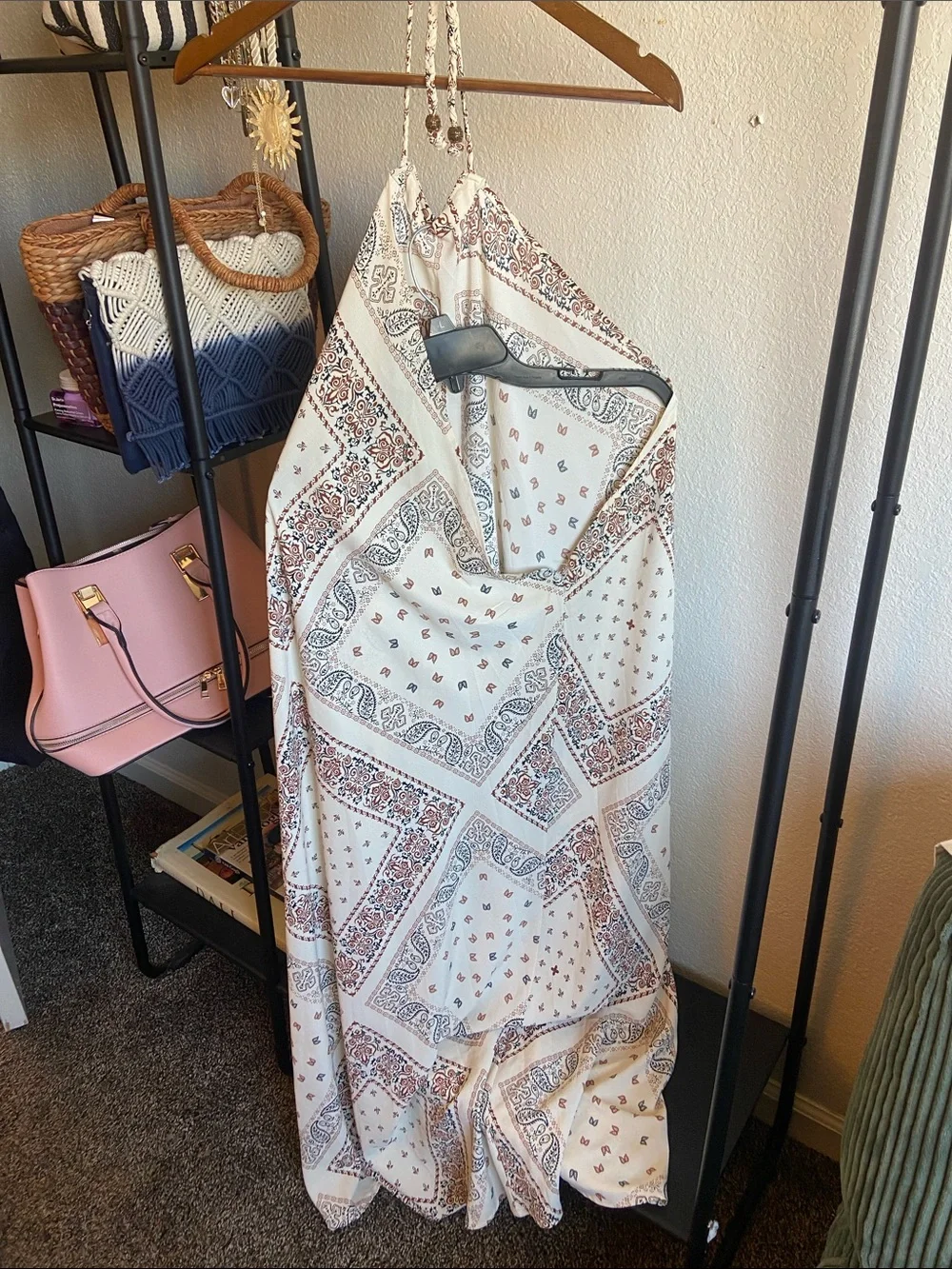 Boho Paisley Print Cotton Throw - Cream and Brown